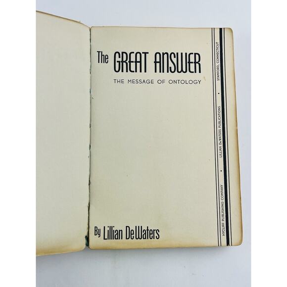 The Great Answer: The Message of Ontology by Lillian DeWaters 1940 SoftCover Tan - Picture 7 of 16